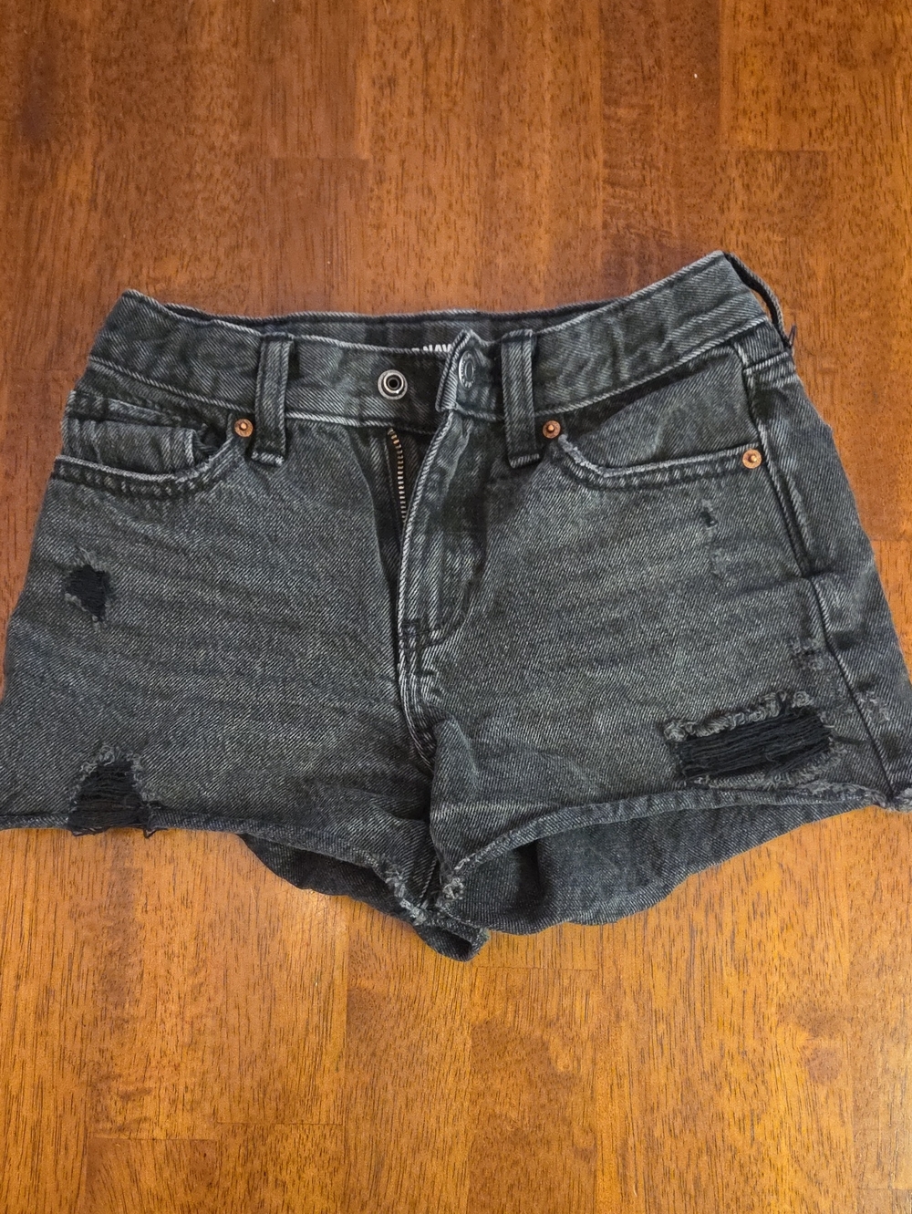 Girls  Black Distressed Short